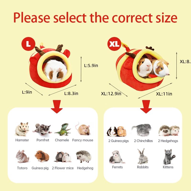 Guinea Pig Bed House & Hideout for Rat Bearded Dragon Hedgehog Ferret to Sleep and Hide, Guinea Pig