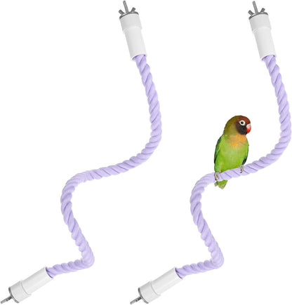 2-Pack Rope Perches for Bird Cages, 23.6 in Length Comfort Grip Flexible Rope Perch Beak & Paw