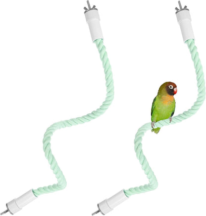 2-Pack Rope Perches for Bird Cages, 23.6 in Length Comfort Grip Flexible Rope Perch Beak & Paw