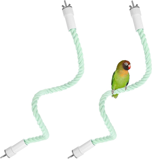 2-Pack Rope Perches for Bird Cages, 23.6 in Length Comfort Grip Flexible Rope Perch Beak & Paw