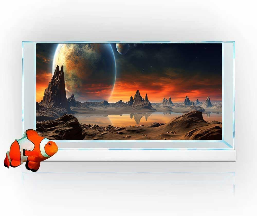60X24IN Cosmic Aquarium Background, Cool Parallel Space Themed Fish Tank Background, Tropical