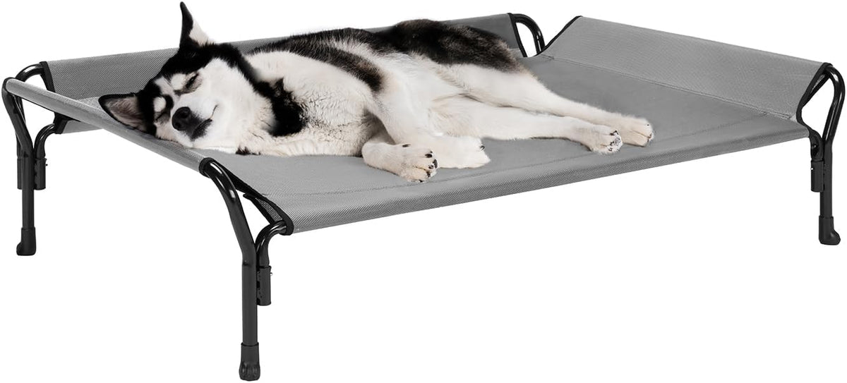 Veehoo Cooling Elevated Dog Bed, Raised Pet Cot with Guardrail & Slope Headrest, Durable Breathable