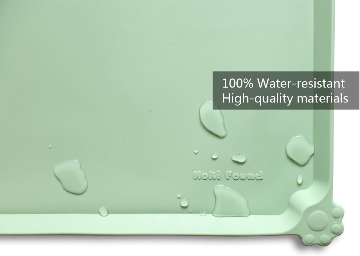 Hoki Found Silicone Non Slip Pet Food Mats - Bowl Placemat for Dogs Cats - Waterproof for Carpet