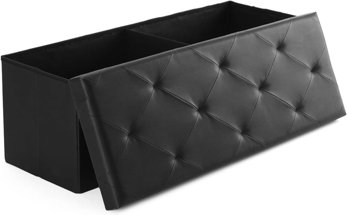 Sweetcrispy 43 Inches Folding Ottoman with Storage Bench, Foot Rest Stool, End of Bed Storage Bench
