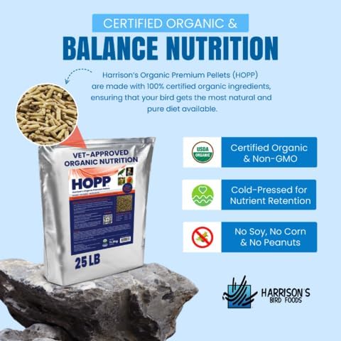 Harrison's Bird Foods HOPP Premium Pellets – Organic, Nutritionally Balanced Food for Small to