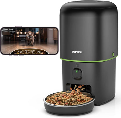 Automatic Cat Feeder with Camera - 5G WiFi Auto Cat Food Dispenser, 1080P HD Video with Night