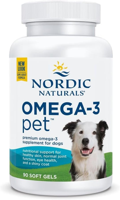 Nordic Naturals Omega-3 Pet, Unflavored - 90 Soft Gels - 320 mg Omega-3 Per Soft Gel - Fish Oil for