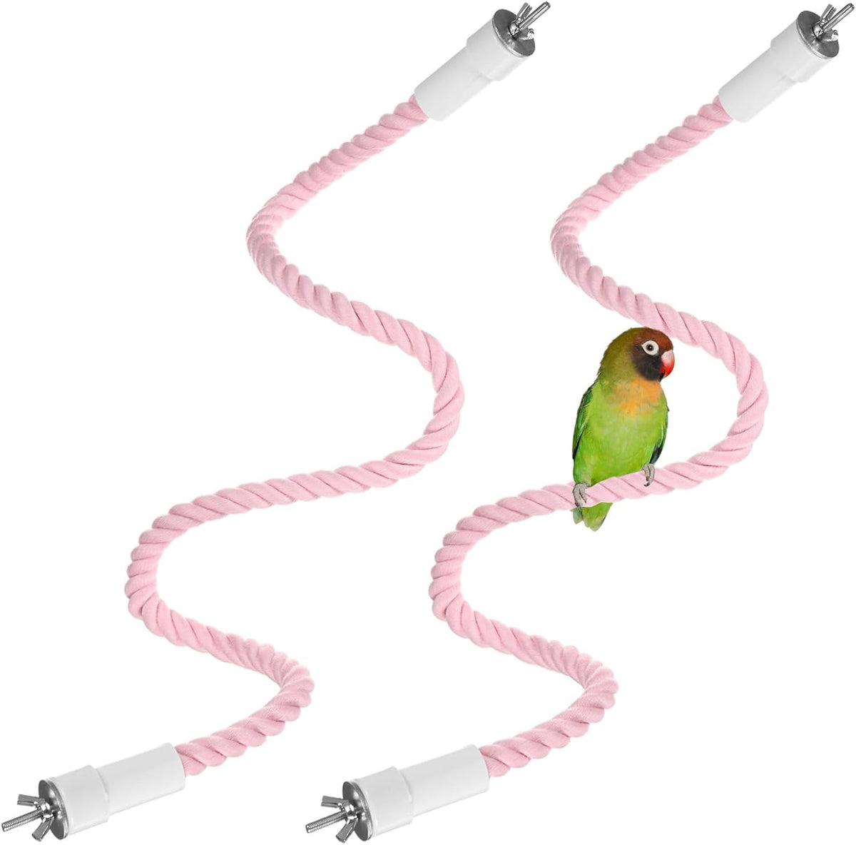 2-Pack Rope Perches for Bird Cages, 31.5 in Length Comfort Grip Flexible Rope Perch Beak & Paw