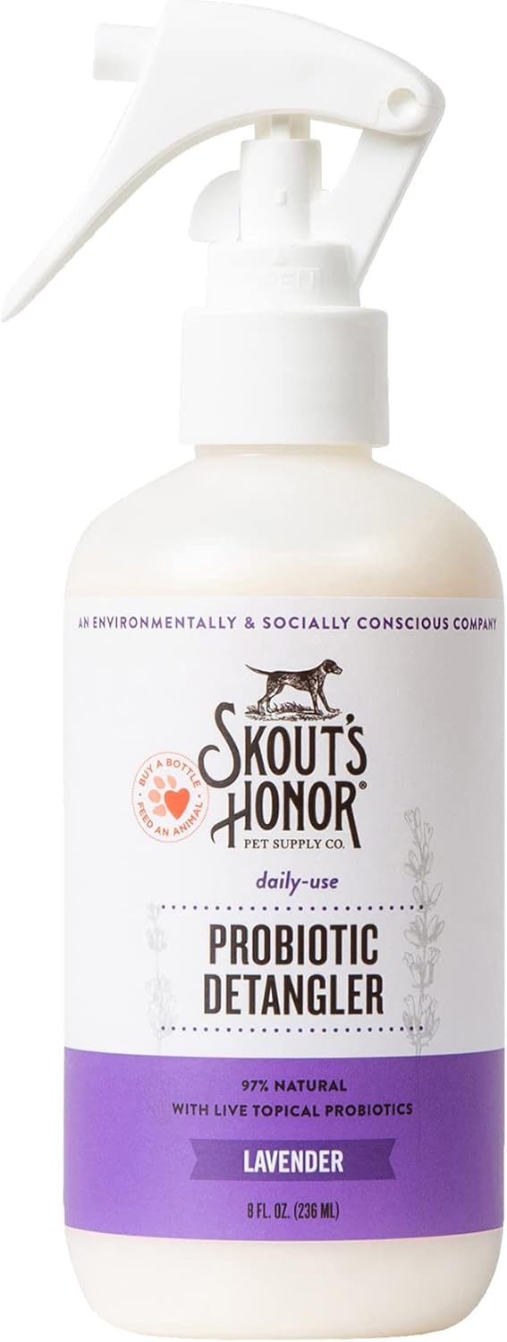 Skout's Honor Pet Detangler Spray - Hydrating & Conditioning with Avocado Oil & Probiotics, 97%