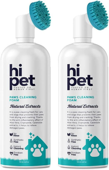 Hi Pet Dog Paw Cleaner Foam with Built-in Paw Scrubber Brush, Paw Cleaner for Dogs and Cats, Cat