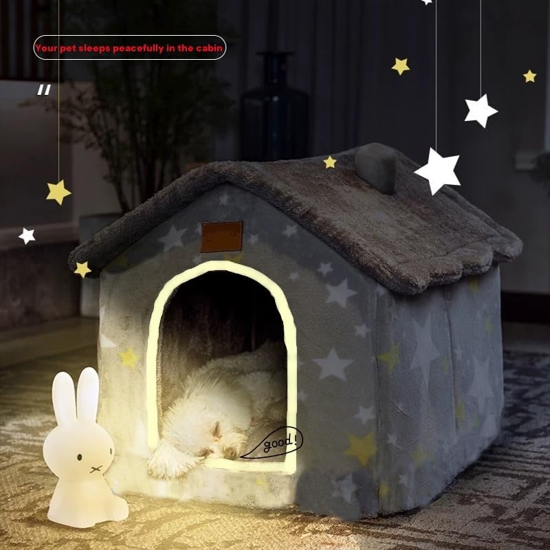 Scnbom Dog House Indoor Puppy Cave Cat Nest Kennel Pet Bed Portable Memory Sponge Foldable Houses