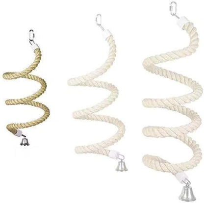 Bird Spiral Rope Perch, Hemp Rope Swing Perch, Cage Stand Pole Accessory, Standing Climbing Toy for