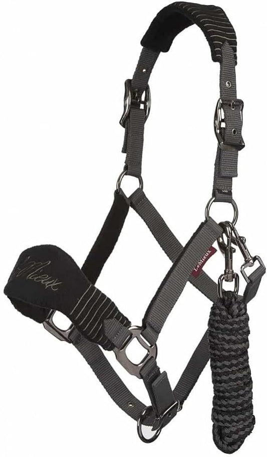 LeMieux Vogue Fleece Headcollar - Halter & Leadrope - Extra Padding, Adjustable at Curb and Poll