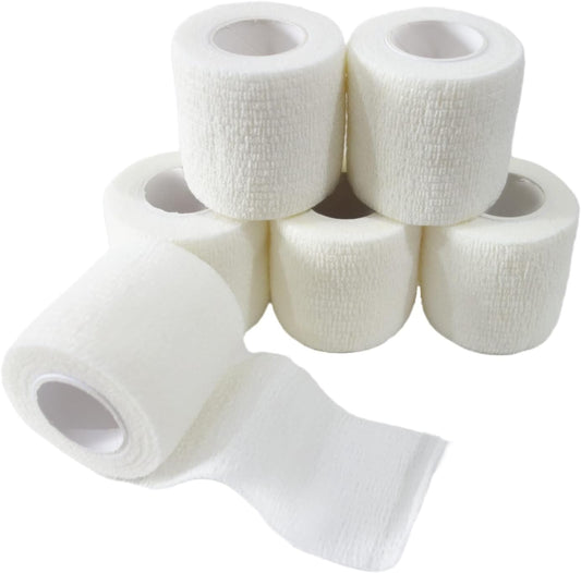 6 Pack 2" x 5 Yards Self Adhesive Bandage Wrap Breathable Cohesive Vet Wrap for Pets, Elastic
