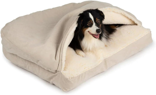 Snoozer Luxury Rectangle Cozy Cave Dog Bed - Indoor Dog Bed with Cover Cave, Covered Calming Burrow