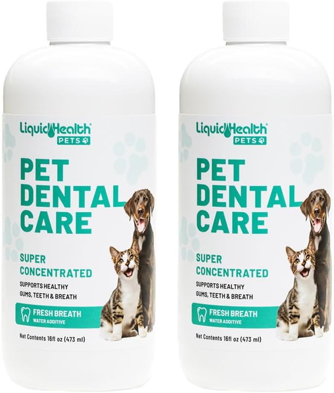 LIQUIDHEALTH Pet Dental Care Water Additive for Dogs & Cats - Fast Acting Pet Bad Breath Freshener
