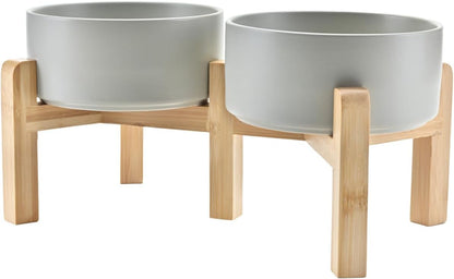 SPUNKYJUNKY Elevated Dog Bowls Ceramic, 6.1'' Dogs and Cat Food Water Bowls Raised with Non-Slip