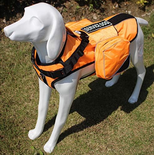 Serijoars Dog Vest Harnesses with Saddlebag Backpack for Camping & Travel - Reflective Hound Hiking