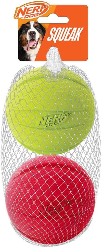 Nerf Dog Classic Squeak Ball Outdoor Dog Toys, 3.8 Inch Dog Ball Fetch Toy, Squeaking Toy for
