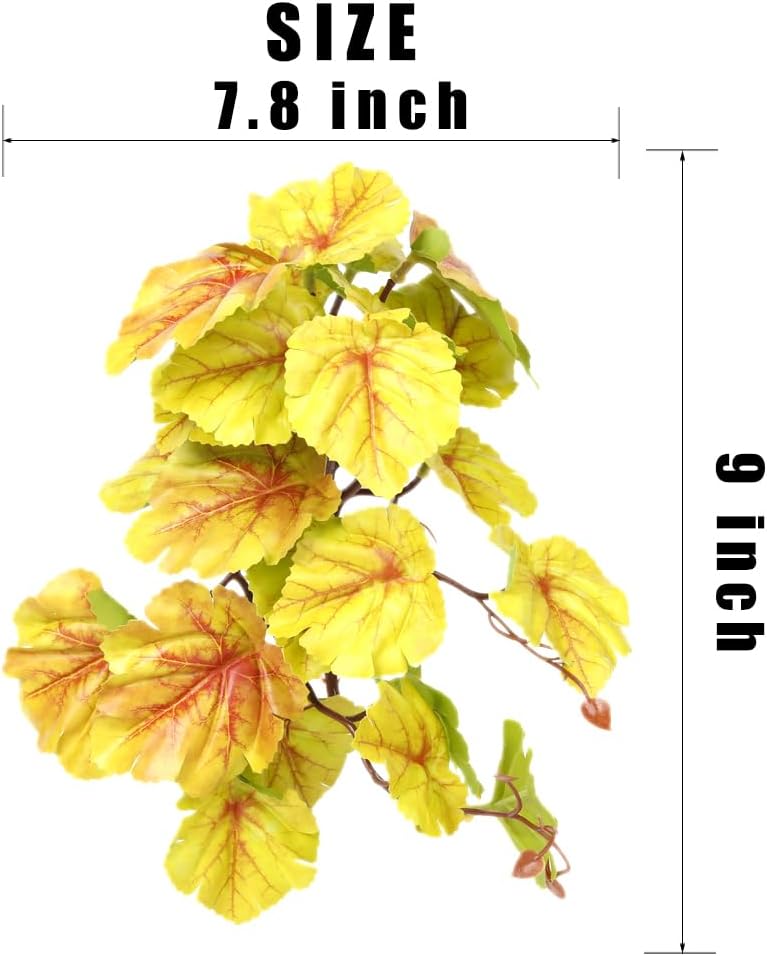 Reptile Plants for Terrarium, Amphibian Habitat Decor Artificial Hanging Plants with Suction Cup