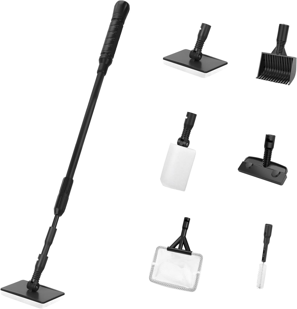 AQUANEAT 6 in 1 Fish Tank Cleaning Tools, Aquarium Cleaner Set with Adjustable Handle, Including