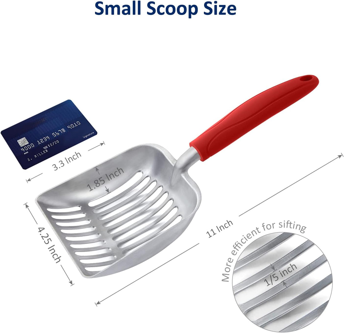 WePet Cat Litter Scoop, Aluminum Alloy Sifter, Kitty Metal Scooper, Deep Shovel, Long Handle, Poop