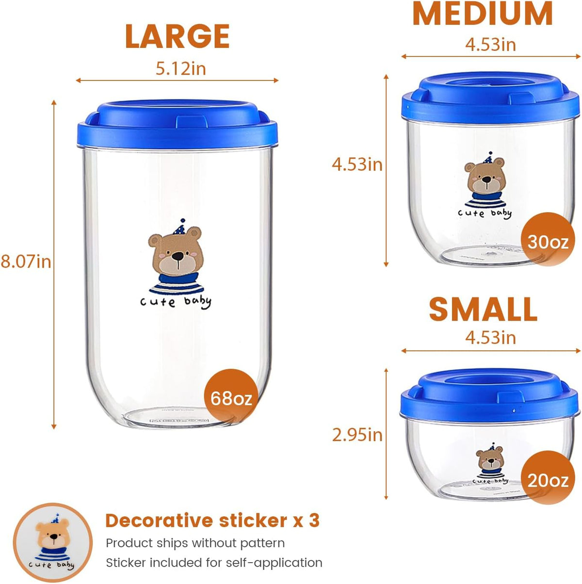 3PCS Dog Food Storage Container Set – Airtight Dog Food Container, Transparent Pet Food Storage