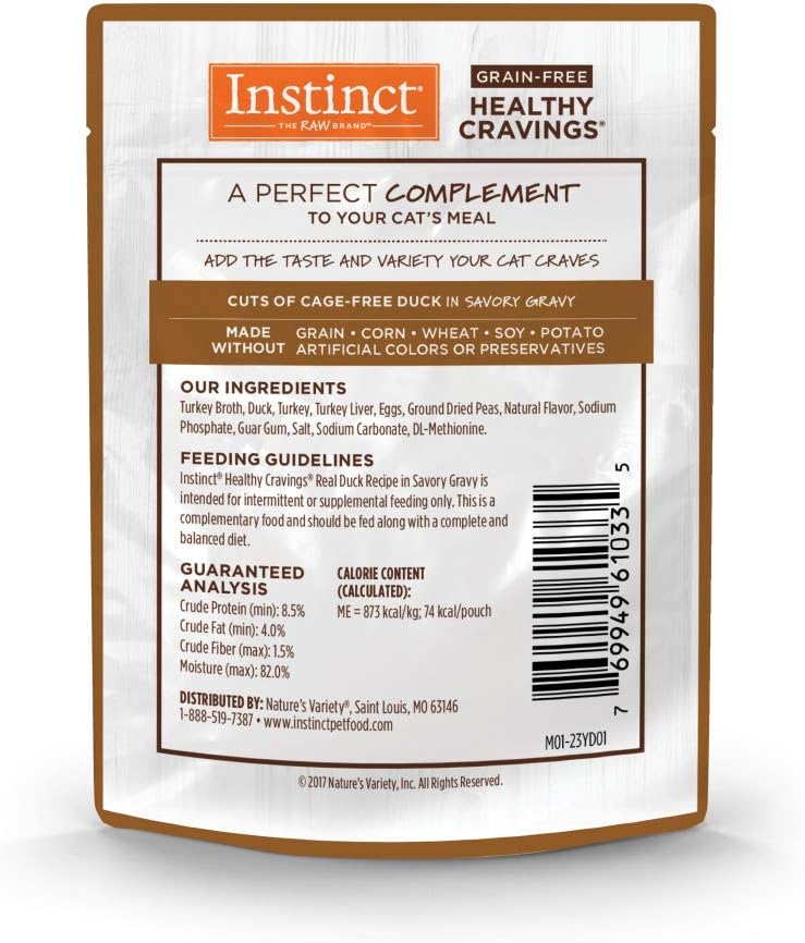 Instinct Healthy Cravings Natural Wet Cat Food Topper, Grain Free Recipe - Real Duck, 3 oz. Pouches