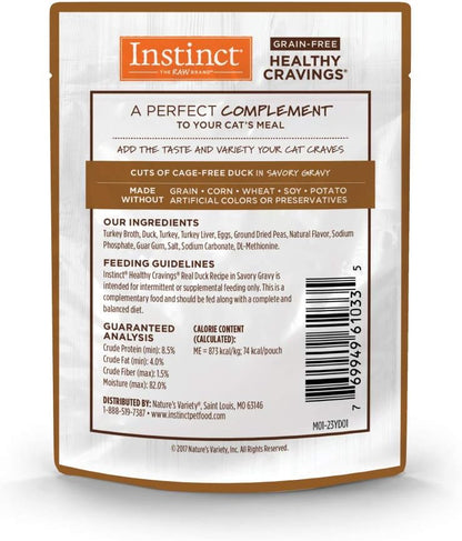 Instinct Healthy Cravings Natural Wet Cat Food Topper, Grain Free Recipe - Real Duck, 3 oz. Pouches