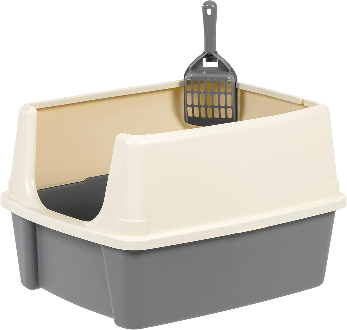 Amazon Basics Large Cat Litter Box with High Sides, Open Top, Includes Scoop, 19 x 15 x 11.75