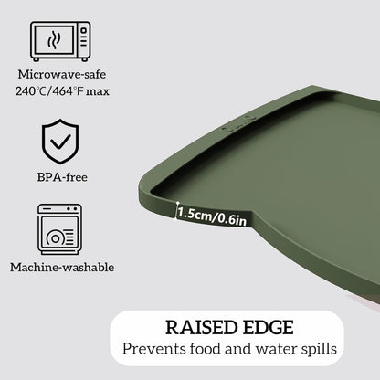 OHMO Dog Food Mat(Camo Green, 24 * 15'') w/Residue Collection Pocket Silicone Pet Feeding Mat for