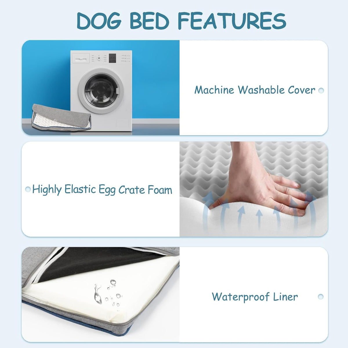 EMPSIGN Reversible Cool and Warm Dog Bed for Crate Pad, Pet Beds with Washable and Removable Cover