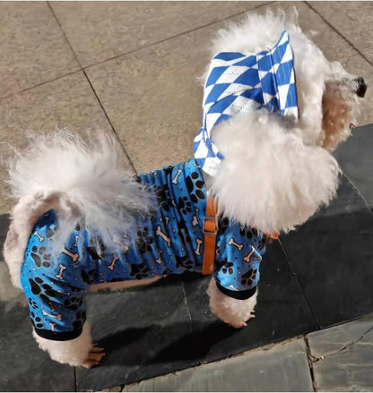 PET SHOW 4 Pack Small Dog Pajamas Paw Bone Patterns Cute Clothes for Medium Dogs Soft Fleece