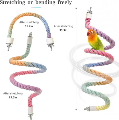 3pcs Gradient Colorful Bird Rope Perch Stand,Bird Cage Climbing Rope Toys Accessories,Bendable