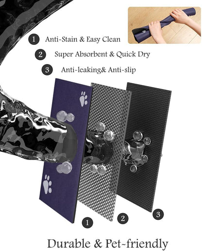 Pet Feeding Mat-Absorbent Dog Mat for Food and Water Bowl-No Stains Quick Dry Water Dispenser