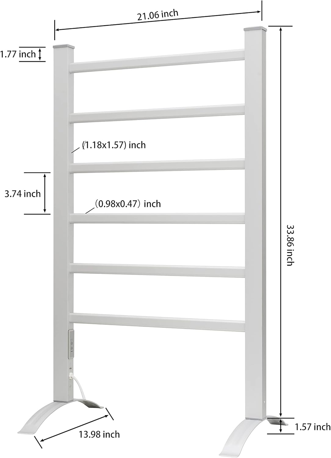 KEG Towel Warmer 6 Bars for Bathroom Freestanding or Wall Mounted Bath Towel Heater Plug-in with