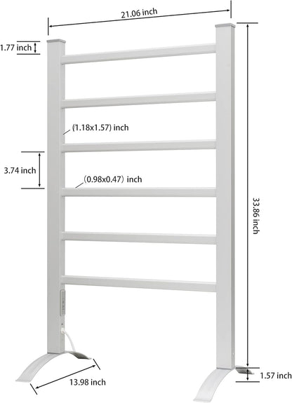 KEG Towel Warmer 6 Bars for Bathroom Freestanding or Wall Mounted Bath Towel Heater Plug-in with