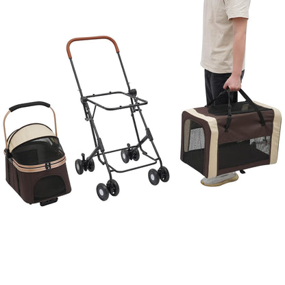Double Pet Stroller with Detachable Carriers, Large Cat & Dog Stroller with 4 Wheels, Foldable Pet
