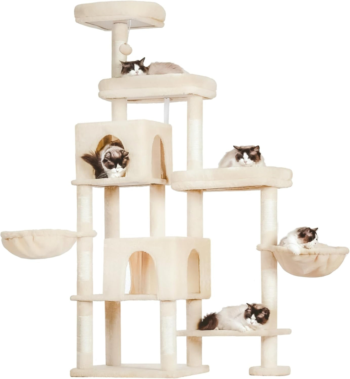 Hey-brother Cat Tree Tower, Scratching Posts with a Extended Part, Wide Platforms, Cozy Condos