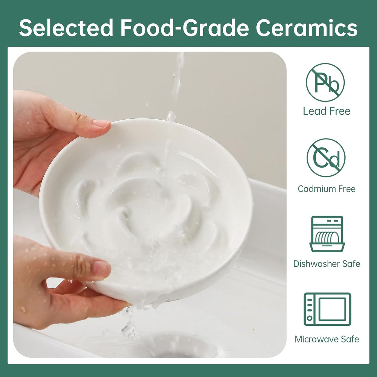 Ceramic Cat Slow Feeder Bowl - Pastel Series Cat Plate for Dry and Wet Food - Cute Maze Feeder Dish