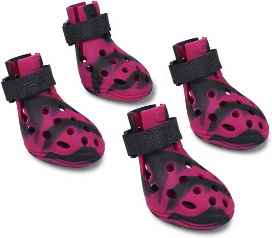 Dog Shoes for Hot Pavement and Snow, Silicone Dog Booties for Small Medium Large Dogs, Waterproof