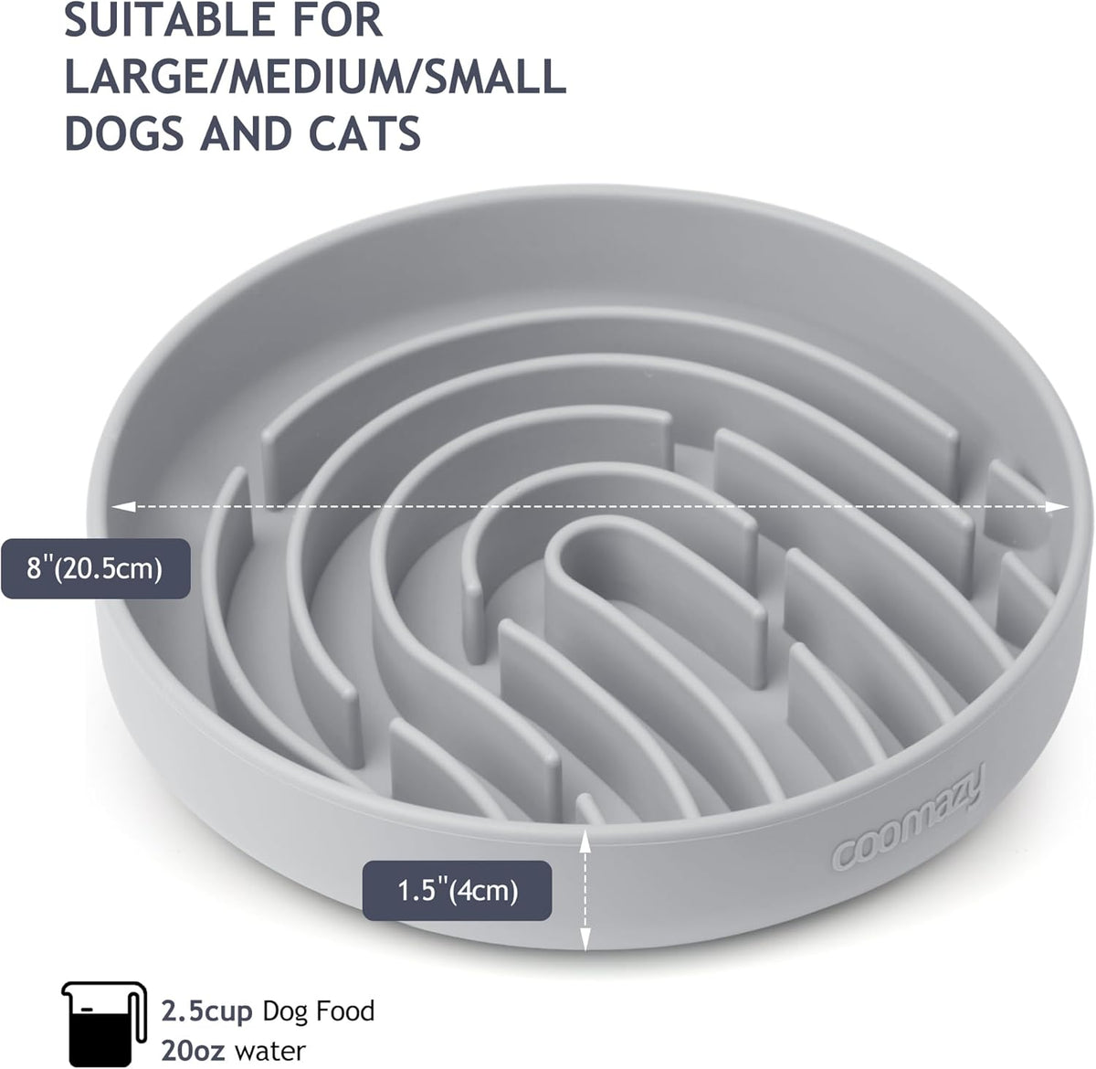 Coomazy Large Silicone Slow Feeder Dog Bowls, Interactive Puzzle Toy for Pets Food Training, Keeps