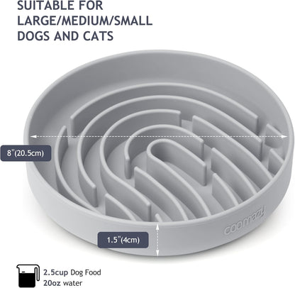 Coomazy Large Silicone Slow Feeder Dog Bowls, Interactive Puzzle Toy for Pets Food Training, Keeps