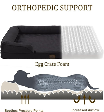 Bedfolks Orthopedic Dog Bed, Waterproof Dog Sofa Bed for Small Dogs & Cats, Egg Foam Pet Couch Bed