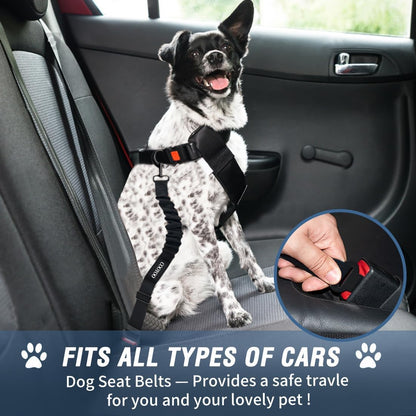 COOYOO Dog Seat Belt,3 Piece Set Retractable Dog Car Adjustable Seatbelts for Vehicle Nylon Pet