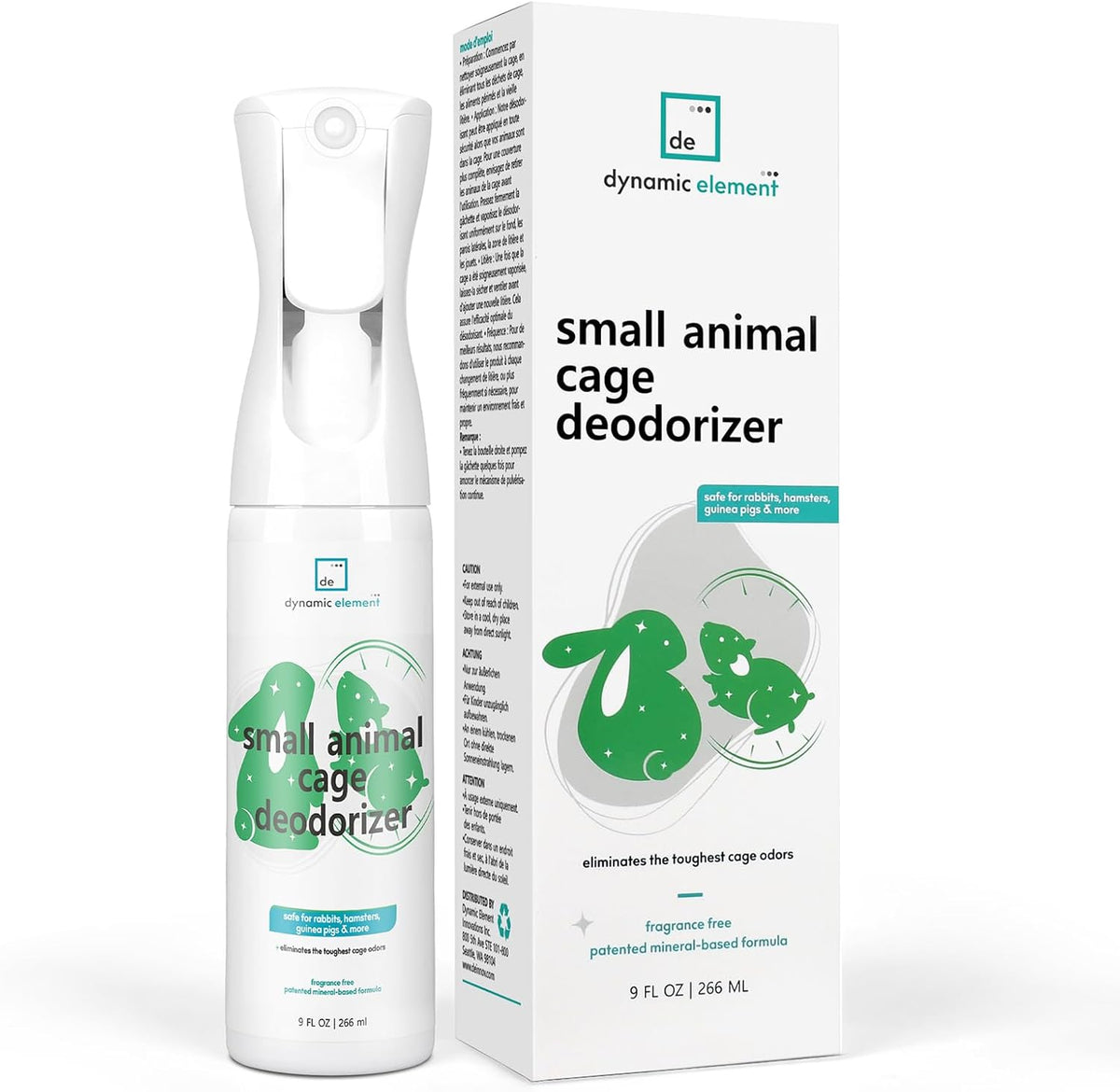 Small Animal Cage Deodorizer Spray – Unscented Natural Mineral Formula to Remove Odors in Hamster