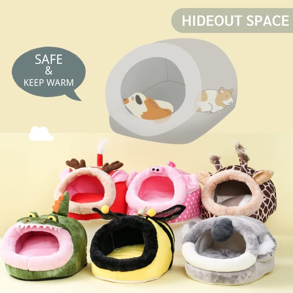 JanYoo Warm Bunny Bed for Rabbits Outdoor Cage Hideout Hut Tent Cave Tunnel Cute House Cotton