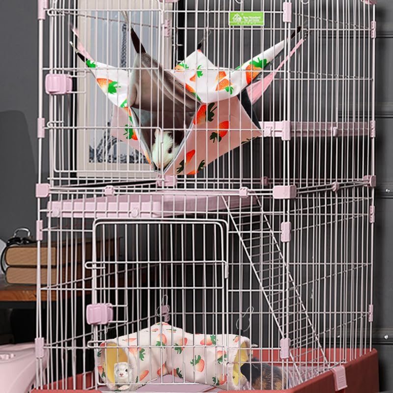 Large Caliber Guinea Pig & Rat Tunnel Hideout & Hammock, Corner Hideout Toy for Guinea Pig, Ferret