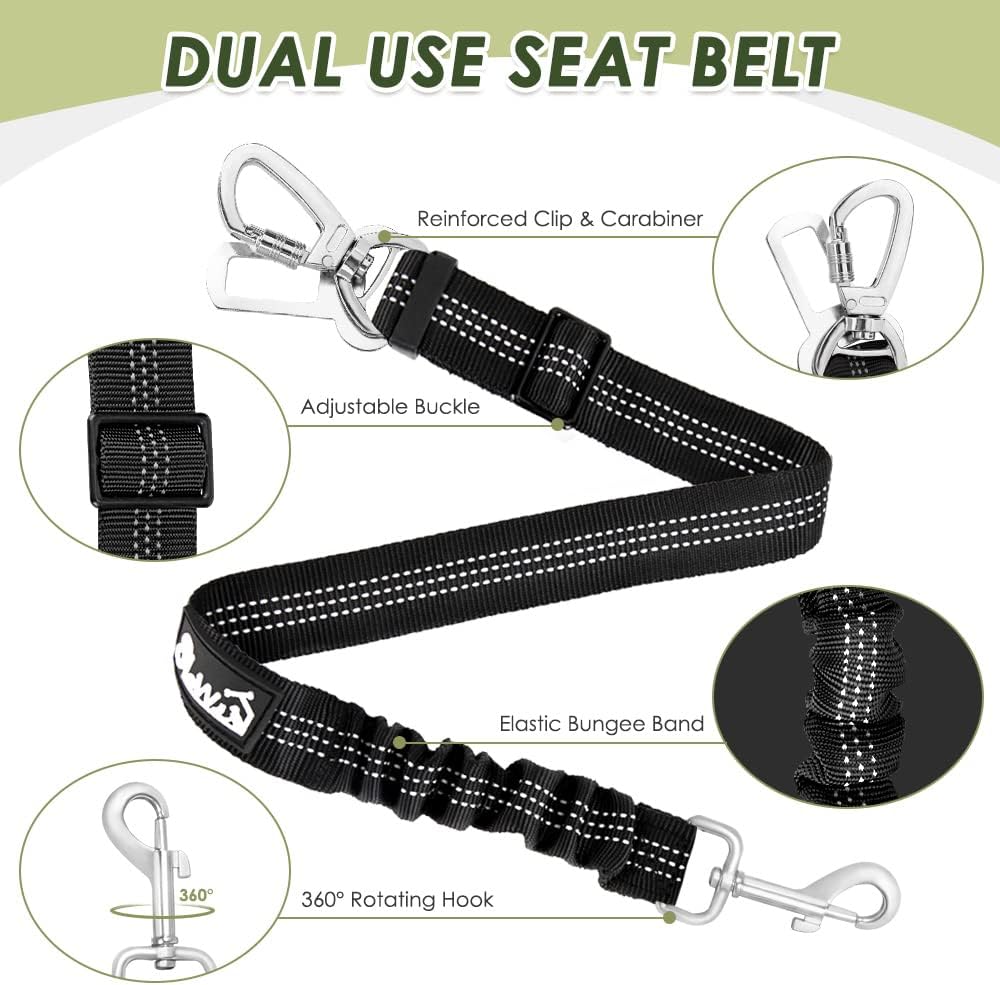 SlowTon Dog Seat Belt Harness for Car, Dog Car Harness Adjustable Mesh Breathable & Dog Seatbelt