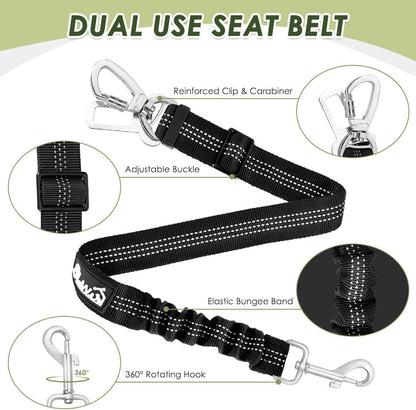 SlowTon Dog Seat Belt Harness for Car, Dog Car Harness Adjustable Mesh Breathable & Dog Seatbelt